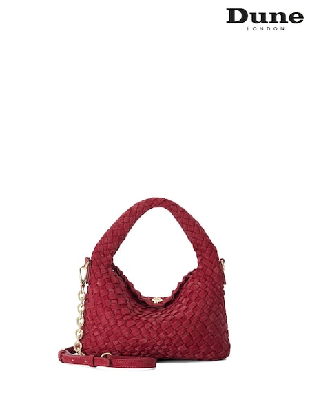 Berry Red - Dune London Dinky Deliberate Mini Woven Slouch Bag