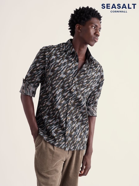 أزرق - Regular Seasalt Cornwall Godrev Long Sleeved Shirt