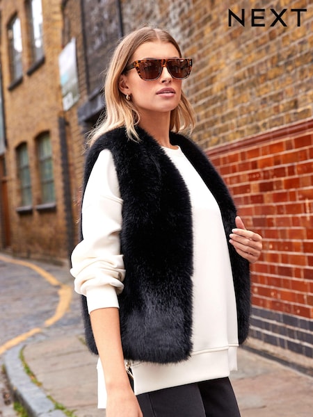 Черный - Faux Fur Gilet (519869) | €49