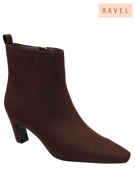 Brown - Ravel Chisel Toe Faux Suede Chelsea Ankle Boots With A Shaped Heel