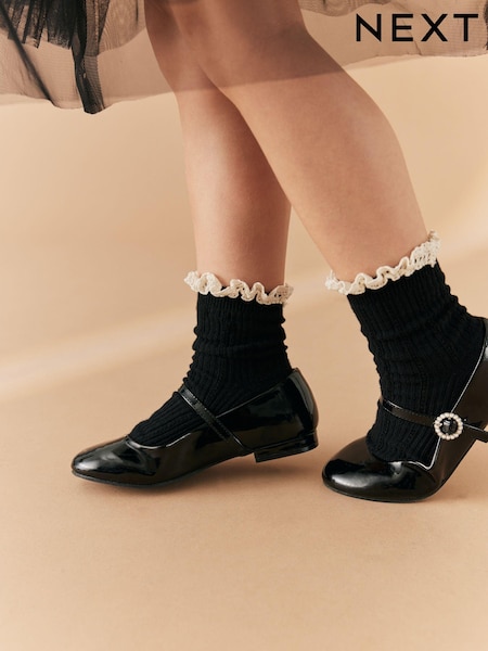 Črna/kremna barva - Cotton Rich Ruffle Textured Ankle Socks 2 Pack (519935) | € 4 - € 7