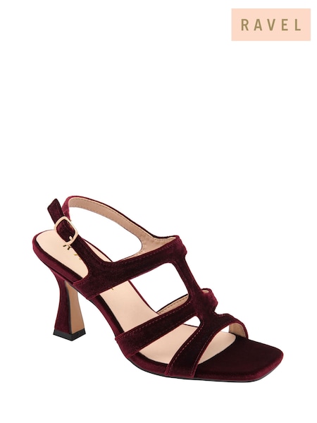 Punainen - Ravel Strappy Square Toe -sandaalit muotoilluilla koroilla