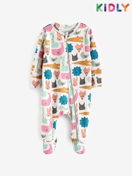 Multi - Kidly Organic Zip 100% Organic Cotton Sleepsuit (519953) | €24