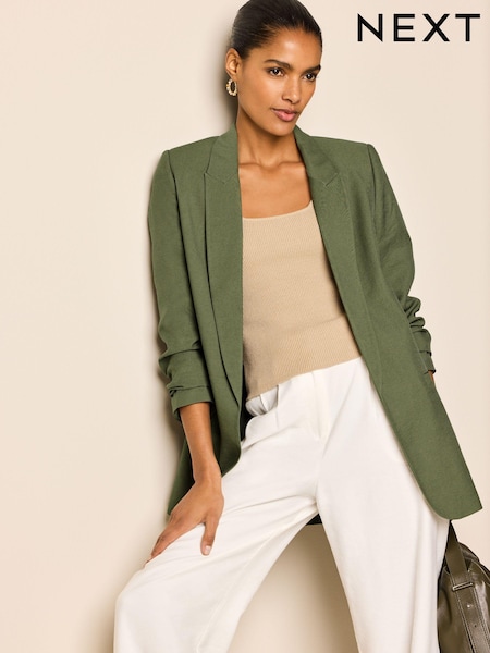 Khaki Green Relaxed Fit Edge to Edge Blazer (520079) | €49