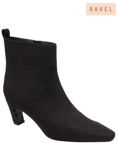Black - Ravel Chisel Toe Faux Suede Chelsea Ankle Boots With A Shaped Heel