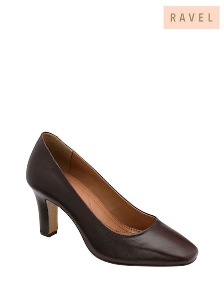 Smeđa - Ravel Leather Court Shoe On A Shaped Heels