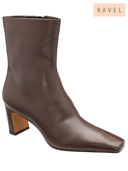 Brown - Ravel Chisel Toe Ankle Boots With A Shaped Heel