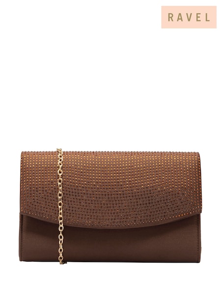 Maro - Geantă tip clutch din satin cu pietre cu aspect de diamant Ravel