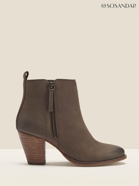 Sosandar Natural Block Heel Ankle Boots (520302) | $173