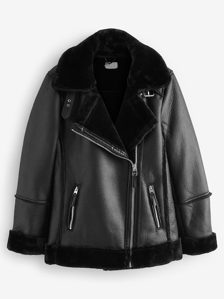 Quiz Black Shearling Aviator Jacket (520834) | €46