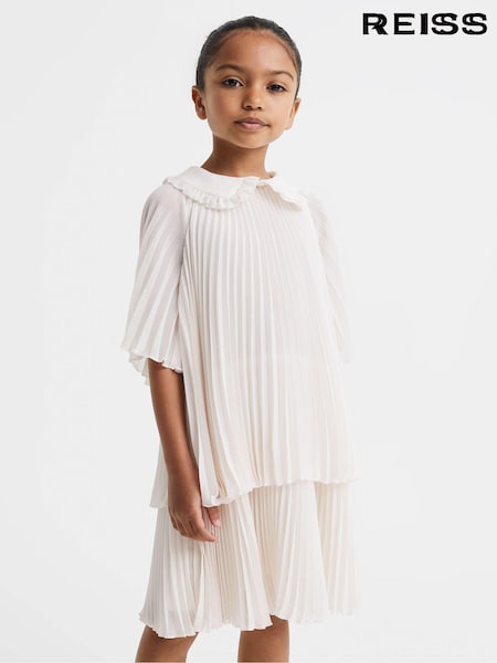 Reiss Ivory Nadia 9-13 yrs Pleated Collared Tiered Dress (520882) | €95