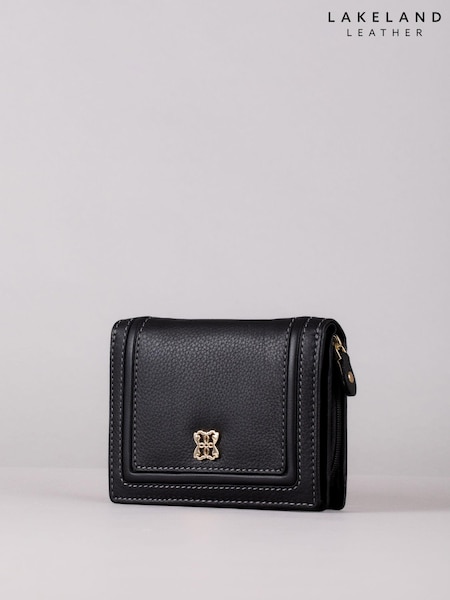 Lakeland Leather Black Small Icon Leather Flapover Purse (521148) | $52