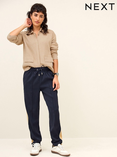 Темно-синий/бежевый - Side Stripe Taper Trousers (521754) | €21