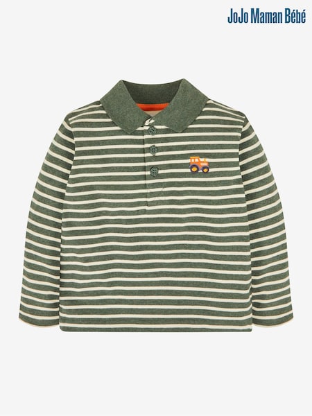 JoJo Maman Bébé Khaki Boys' Tractor Polo Shirt (521812) | AED87