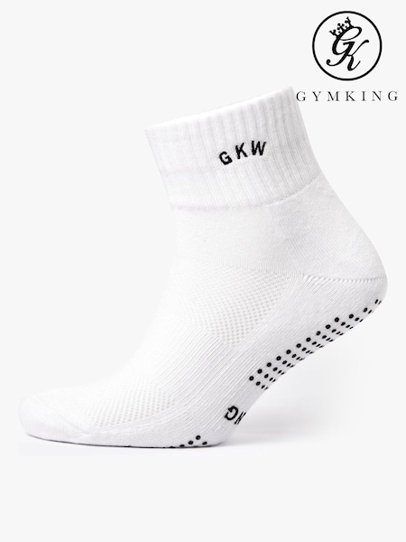Branco - Gym King Gkw Pilates Grip Socks 2 Pack