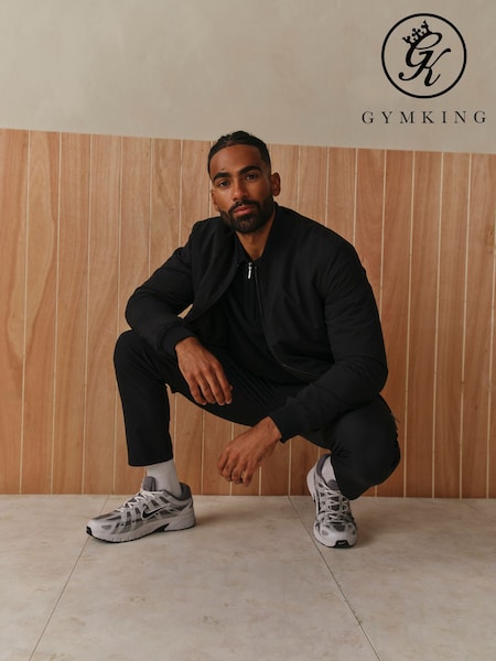 Black - Regular Gym King Signature Knit Long Sleeve Polo Shirt