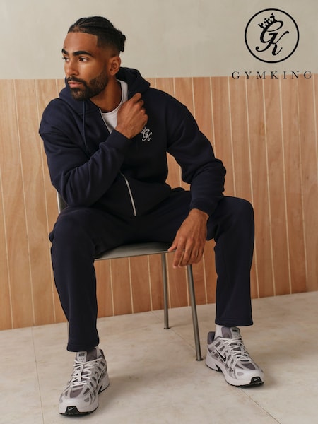 Blue - Regular Gym King Fundamental Fleece Fz Hoodie