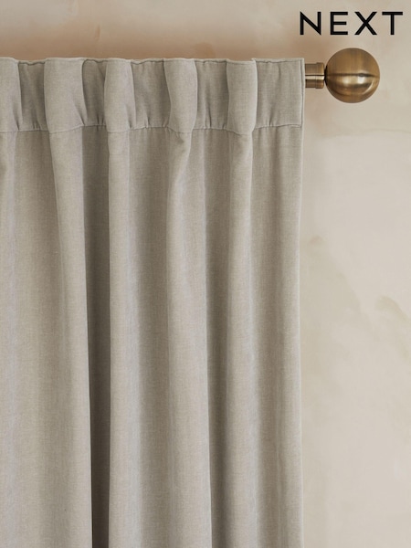 Pebble Natural Sumptuous Velvet Hidden Tab Top Lined Curtains (522445) | €68 - €161