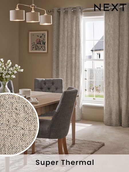 Natural Bobble Texture Super Thermal Eyelet Curtains (522703) | €101 - €278