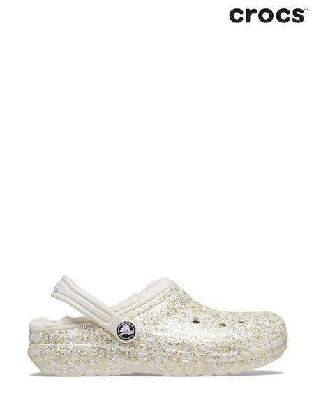 Crocs White Classic Toddler Glitter Clogs (523299) | AED131