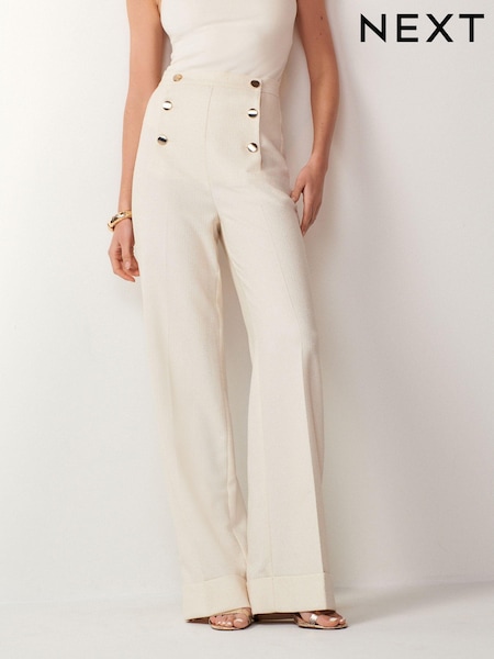 Cream Premium Button Detail Wide Leg Trousers (523360) | €20