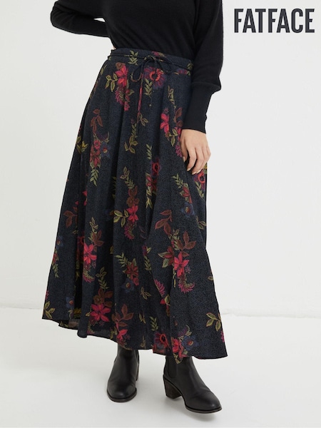 FatFace Black Amelie Floral Midi Skirt (523476) | €53