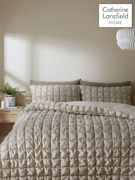 Catherine Lansfield Natural Cosy Puffer Duvet Cover Set (523514) | AED87 - AED145