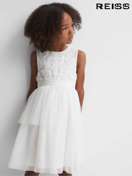 Reiss Ivory Rocha 4-9 yrs Embellished Tulle Dress (523595) | €35