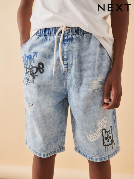 Svetlo modra - Graffiti Denim Shorts (3-16yrs) (523609) | € 12 - € 17