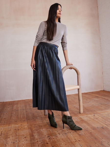 Black PU Pleated Midi Skirt (523745) | € 14