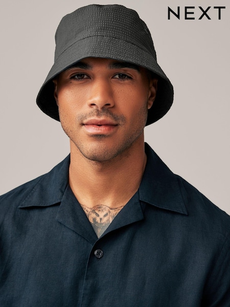 Grey Textured Seersucker Bucket Hat (524189) | €6