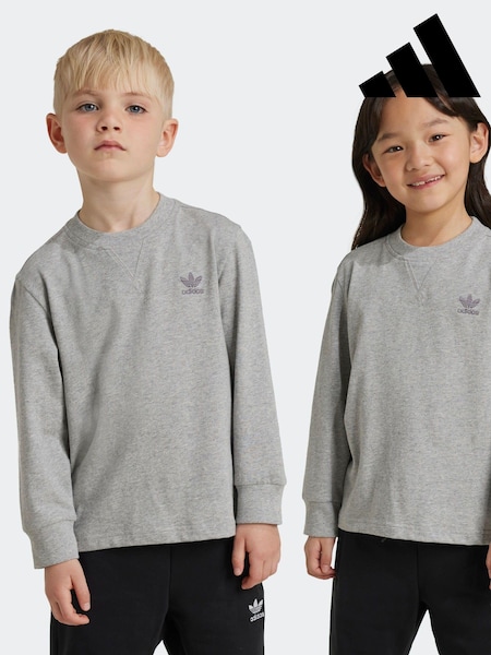 adidas Grey Kids Long Sleeve 100% Cotton Top (524827) | AED73