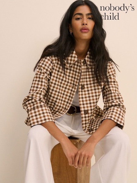 Hnědá - Nobodys Child Gingham Oyanti Swing Jacket