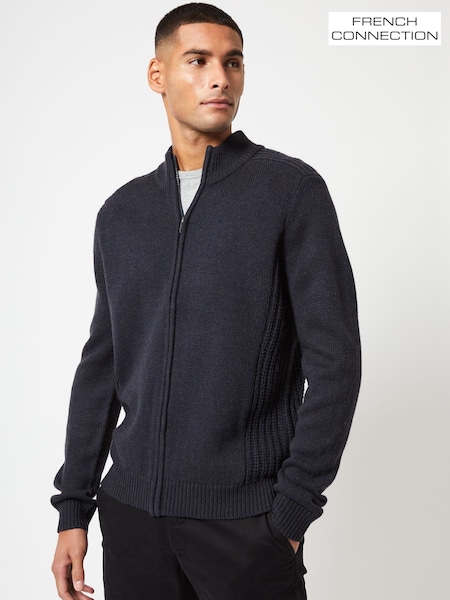 French Connection Navy Blue Zip Up Contrast Stitch Cardigan (524986) | €71