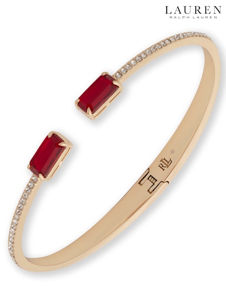 Red Gold Tone - Lauren Ralph Baguette Cuff Bangle