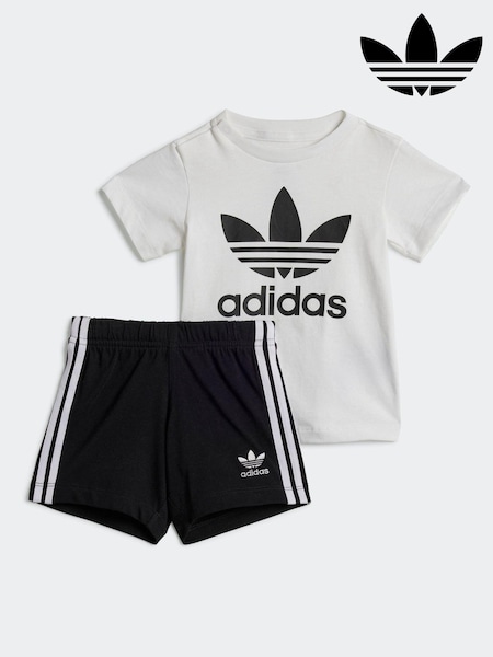 Blanco/Negro - adidas Kids 100% Cotton Shorts T-Shirt Set (525072) | 42 €