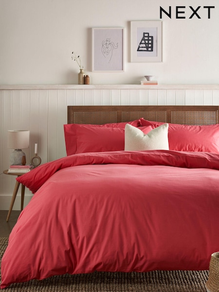 Pink Raspberry Cotton Rich Duvet Cover and Pillowcase Set (525303) | 44 QAR - 110 QAR
