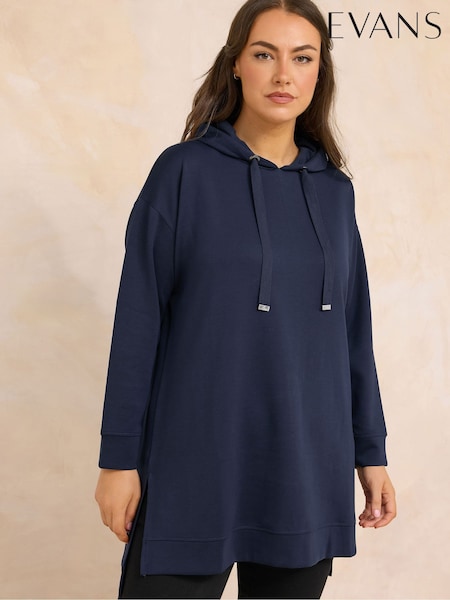 Blue - Evans Luxe Drawstring Hoodie