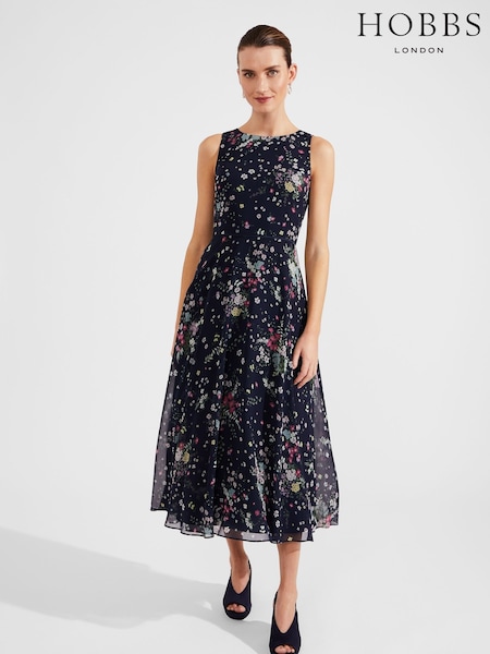 Hobbs Blue Floral Carly Dress (525514) | €216
