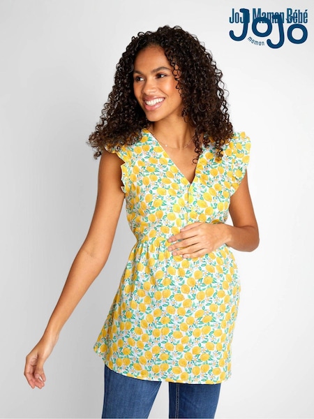 Blumenmuster, Zitronengelb - JoJo Maman Bébé 100% Baumwollbluse (525541) | 56 €
