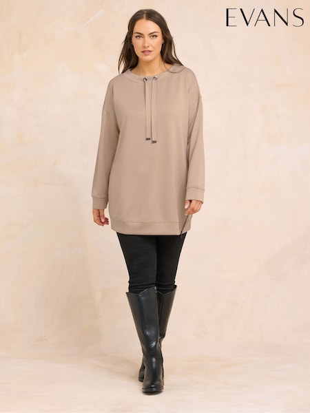 Natural - Evans Luxe Zip Detail Sweatshirt