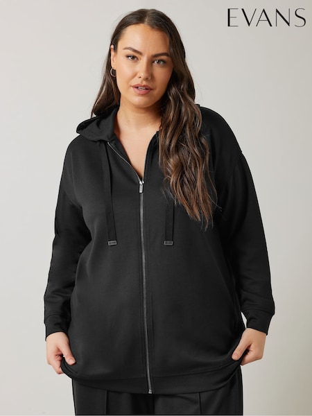 Black - Evans Luxe Zip Through Hoodie