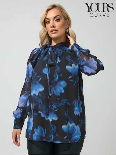 Black - Yours Curve Dramatic Side Bow Blouse
