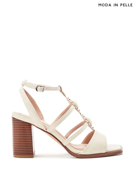 Blanco - Moda In Pelle Megarah Stone Detail Block Heel Sandals