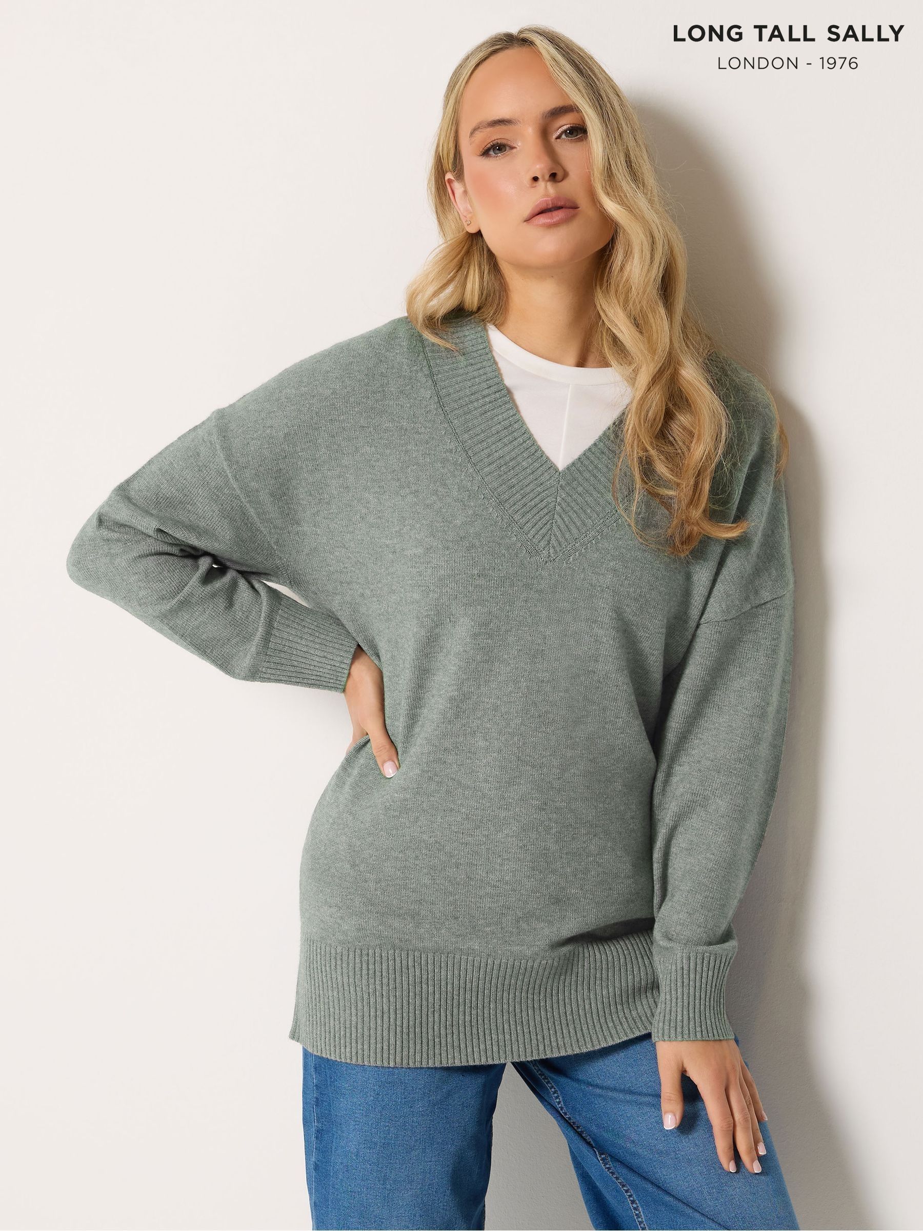 Buy Women's Knitwear Grey Longline V Neck Online | Next Chile