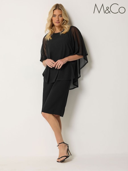 Black - M&co Mesh Cape Dress