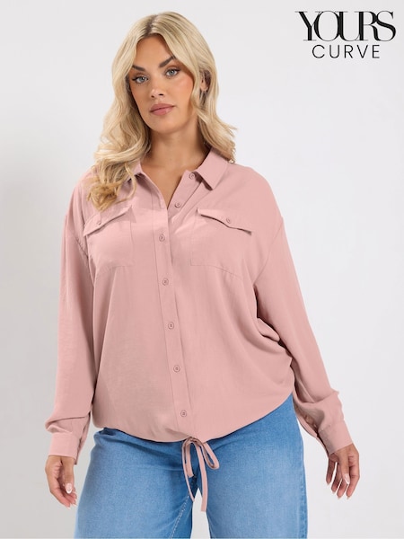Pink - Yours Curve Utility Bubble Hem Shirt