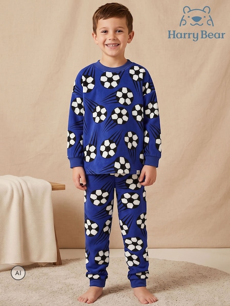 Blå - Harry Bear Football Fleece Pyjamas