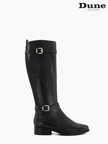 Negru - Dune London Tepi Marcă Trim Knee High Cizme (527943) | 605 LEI