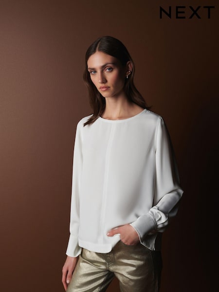 Ecru White Premium Lightweight Long Sleeve Blouse (528306) | € 19